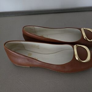 Bruno Magli Tan Leather Loafers with Gold Accent